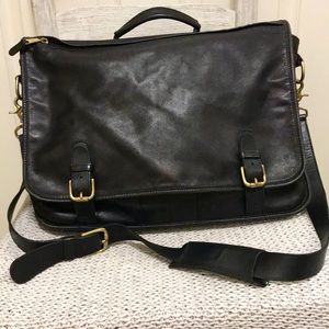 Coach Black Leather Briefcase Messenger Bag Adjustable 42 in adjustable strap